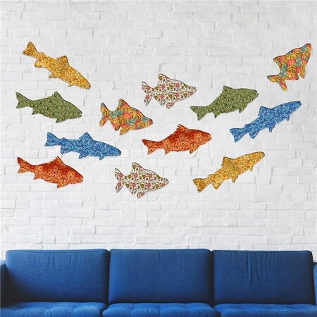 Designocracy Designocracy G985342S12 Rustic Coastal Fish Wall Art Beach ...