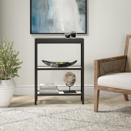 Henn&Hart 64" Wide Rectangular Console Table With Metal Shelves In Blackened Bronze, Entryway Table, Accent Table For Living Room, Hallway