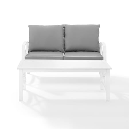 Crosley Furniture Kaplan 2-Piece Outdoor Seating Set in White with Gray ...