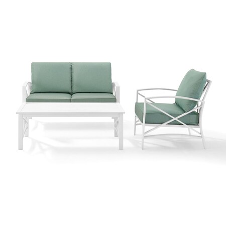 Kd Aparador Kaplan 3-Piece Outdoor Seating Set in White with Mist ...