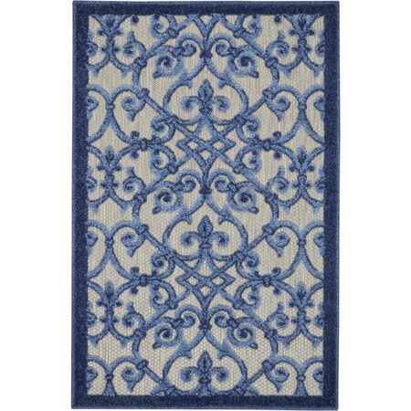 Palacedesigns 3 x 4 ft. Gray & Blue Indoor & Outdoor Area Rug PA3657717 ...
