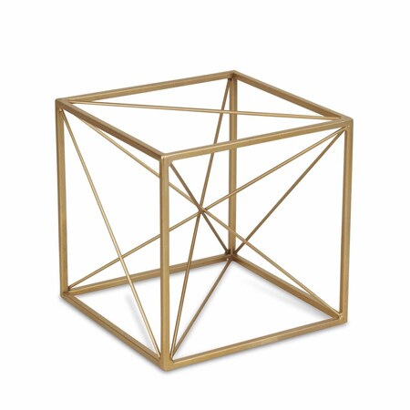 Palacedesigns 8 in. Metal Abstract Geo Cube Sculpture, Gold PA3103481 ...