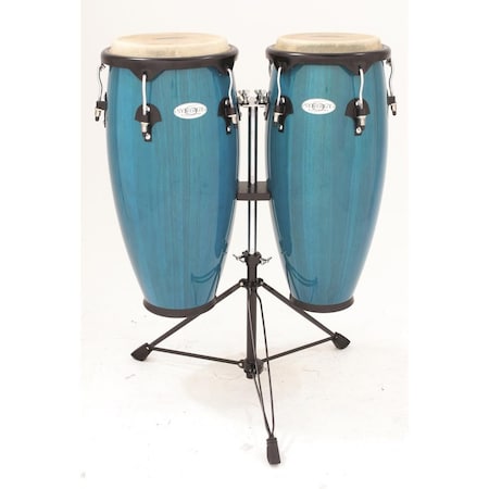 Synergy Series Wood Conga Set with Stand, Bahama Blue