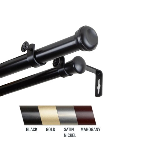 Central Design Cillo 1 in. Double Curtain Rod, 28-48 in. - Black ...
