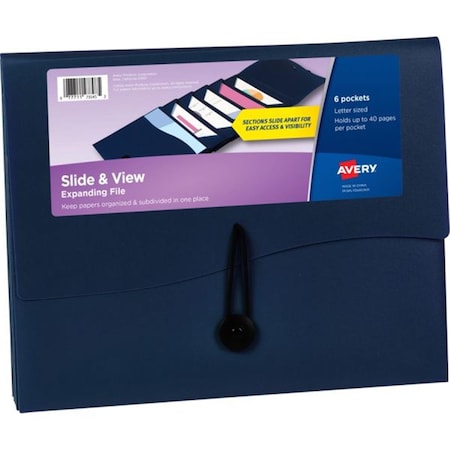 Expanding File Folder, Navy, 6PK