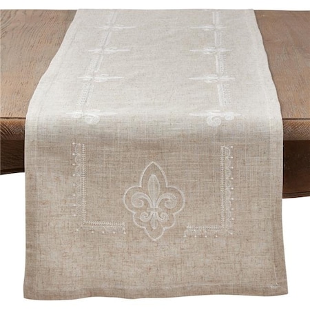 SARO LIFESTYLE Runner Da Tavola Ricamato: Eleganza Naturale In Lino E Poliestere