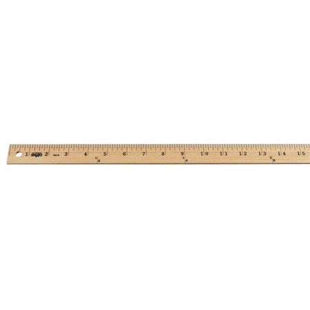 Desk Standard Ruler School Smart School Smart 1565399 Single Beveled Metal Edge Wood Office ...