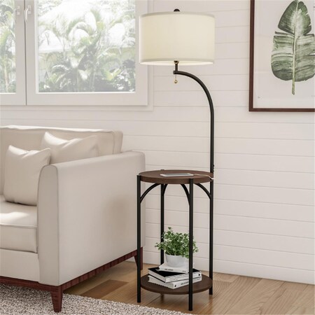 Aptitud Floor Lamp End Table - Modern Rustic Side Table w/Drum Shaped ...