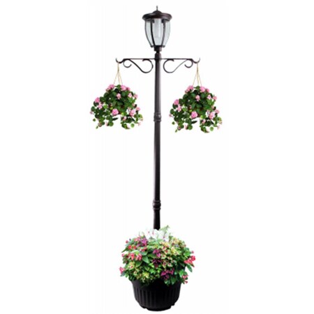 Invernaculo 18 dia. 7 ft. Sun-Ray Kenwick Bronze Single Head Solar Lamp Post  & Planter with Plant Hanger IN2668751 | Zoro