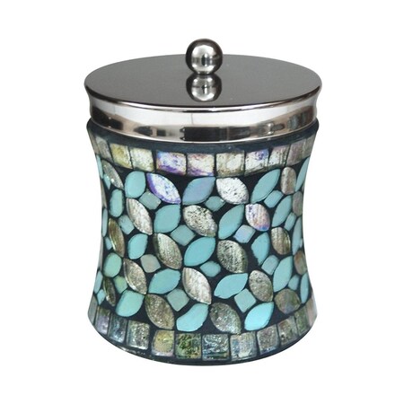 nu steel Sea Foam Collection - Scatola porta fazzoletti di carta per il viso, forma curva, per bagno, bagno, cassettiere, comodini, scrivanie e tavoli, Aqua Finis, vetro mosaico/acciaio inossidabile