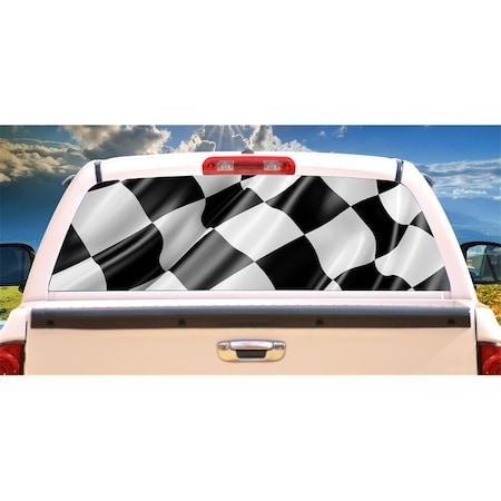 Entretenimiento Race Flag Rear Window Graphic Truck View Thru Vinyl ...
