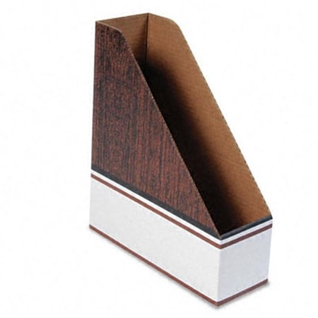 Bankers Box 07224 Corrugated Cardboard Magazine File- 4 x 11 x 12 3/4- Wood Grain- 12/Carton
