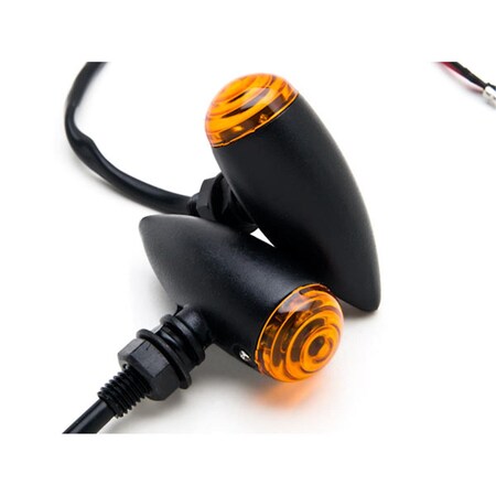 Krator 2pcs Black Heavy Duty Motorcycle Turn Signals Finned Grill Scalloped Blinkers Compatible With Kawasaki Vulcan Classic Custom 900