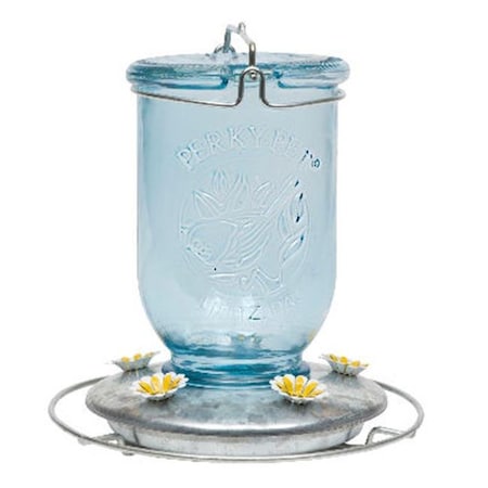 Perky Pet PP785 Antique Wide Blue Glass Hummingbird Feeder