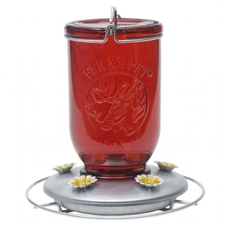 Perky Pet PP786 Red Mason Jar Hummingbird Feeder