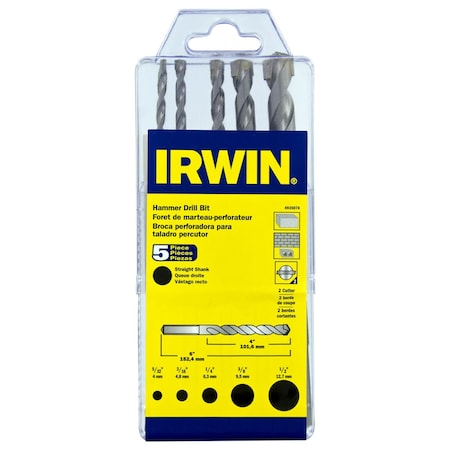 Irwin Tools 5-teiliges Hammerbohrer-Set – Hartmetall-Spitzen Für Schnelles Bohren In Stein & Mauerwerk