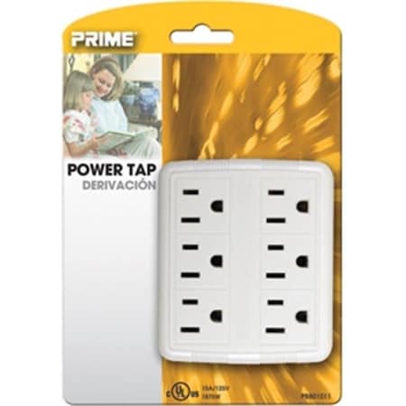 Prime Box Outlet Prime Wire & Cable Outlet Tap, Grounded, 6 Outlet(s) 209798 | Zoro
