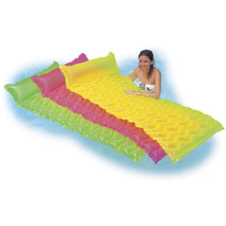 Intex Tote-n-Float Wave Mats - Materassino Gonfiabile Per Piscina E Mare, 229 X 86 Cm, Con Poggiatesta E Toppe Di Riparazione