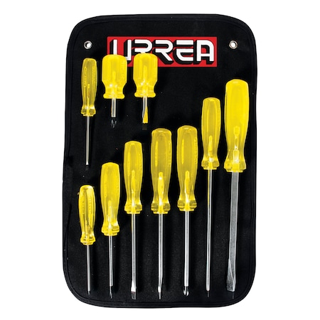 Urrea Amber Screwdriver Set of 10 Pieces Comb JBUD02 | Zoro