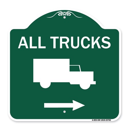 Signmission Trucks Sign All Trucks W/ Truck & Right Arrow, Green ...