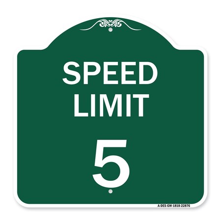 Signmission Speed Regulation Sign Speed Limit 5 Mph, Green & White ...