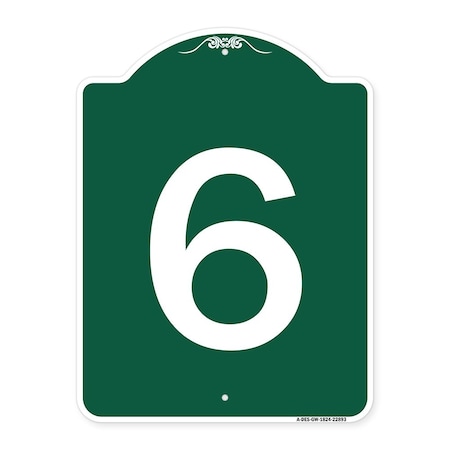Signmission Designer Series Sign-Sign W/ Number 6, Green & White ...