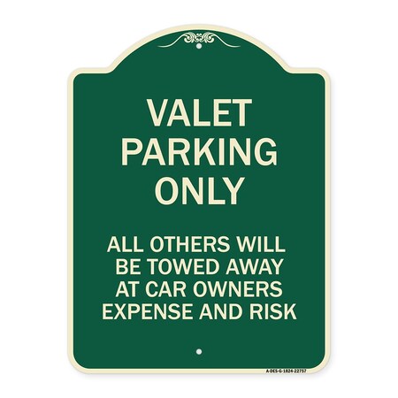 Signmission Valet Parking Only All Others Towed Heavy-Gauge Aluminum ...