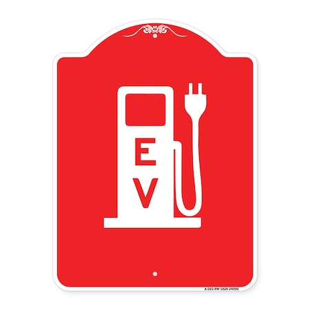 Signmission Ev Electric Vehicle Charging Station, Red & White Aluminum ...