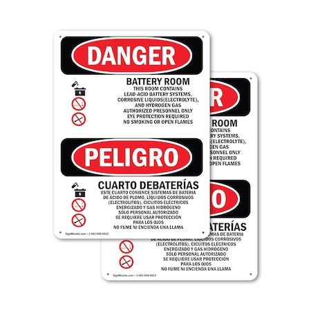 Signmission Battery Room Bilingual, 10 in W x Rectangle, Plastic OS ...