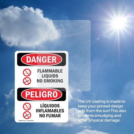 Signmission Flammable Liquids No Smoking Bilingual Danger Sign, Vinyl ...