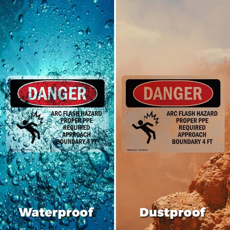 Signmission Arc Flash Hazard Proper PPE Danger Sign, Vinyl Decal, 10in ...