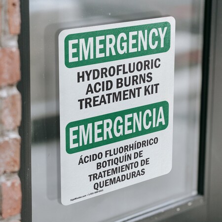 Signmission Hydrofluoric Acid Burns Kit Bilingual Emergency Sign, Vinyl ...