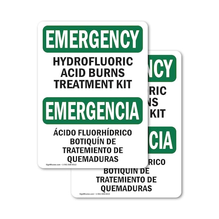 Signmission Hydrofluoric Acid Burns Kit Bilingual Emergency Sign, Vinyl ...