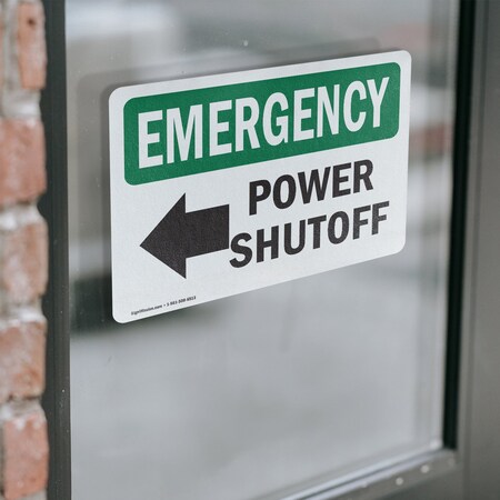 Signmission Power Shutoff [Left Arrow] With Symbol, 14 in W x Rectangle ...