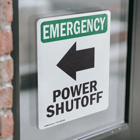 Signmission Power Shutoff [Left Arrow] With Symbol, 18 in W x Rectangle ...
