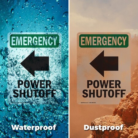 Signmission Power Shutoff [Left Arrow] With Symbol, 18 in W x Rectangle ...