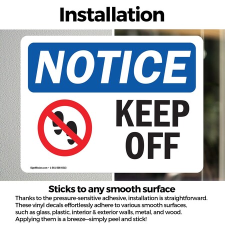 Signmission Keep Off Sign With Symbol, 14 in W x Rectangle, Vinyl Decal ...