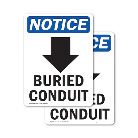 Signmission Buried Conduit (Down Arrow) Sign With Symbol, 7 in W x ...