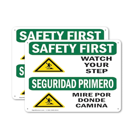 Signmission Watch Your Step With Symbol Bilingual OSHA Safety First ...