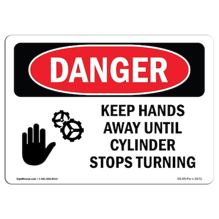Stop Engine Hand Sign Signmission OSHA Sign, Keep Hands Away Until Cylinder Stops Turning ...