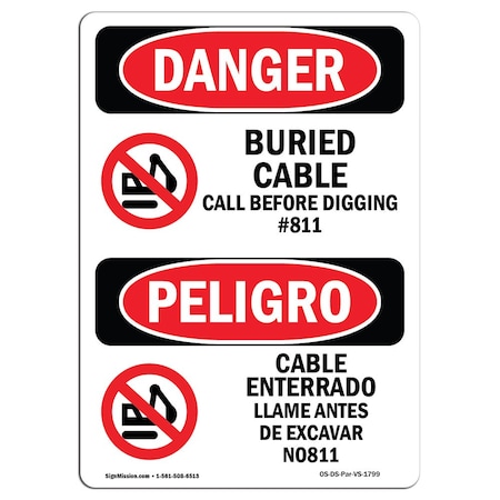 Signmission OSHA Danger, Buried Cable Call Before Digging Bilingual ...