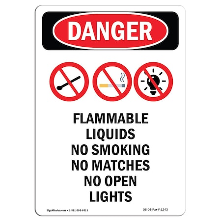 Signmission Safety Sign, OSHA Danger, 18" Height, Flammable Liquids No ...