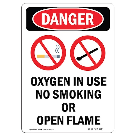 Signmission OSHA Danger Sign, Oxygen In Use No Smoking, 24in X 18in ...