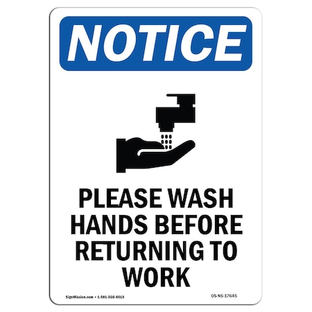 Signmission OSHA Sign, Please Wash Hands Before, 18in X 12in Plastic ...