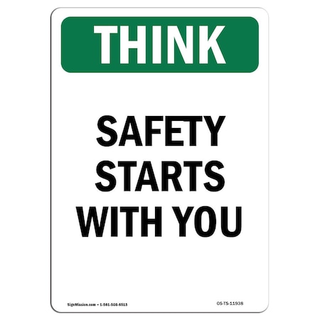 Signmission OSHA THINK Sign, Safety Starts W/ You, 7in X 5in Decal, 5 ...