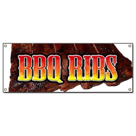 Pork Ribs Sign Signmission BBQ RIBS BANNER SIGN barbque bar-b-q bbq pork smoked ...