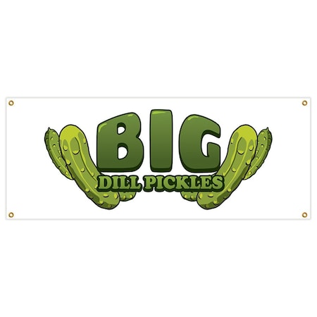 72 Inch Pickles Banner Sign - Sour Fried Dill Kosher Pickle Advertising Banner