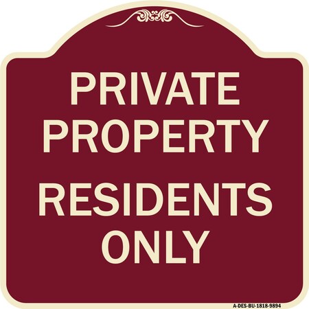 Residents Only Signmission Designer Series Sign-Residents Only, Burgungy Heavy-Gauge ...