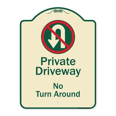 Signmission Designer Series-Private Driveway No Turn Around With Symbol ...