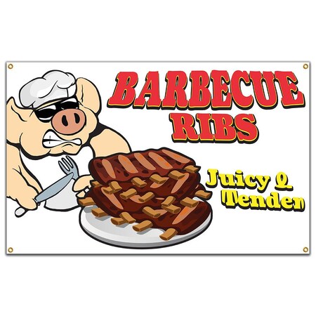 Sign Posts With Ribs Signmission Barbecue Ribs Banner Concession Stand Food Truck Single ...